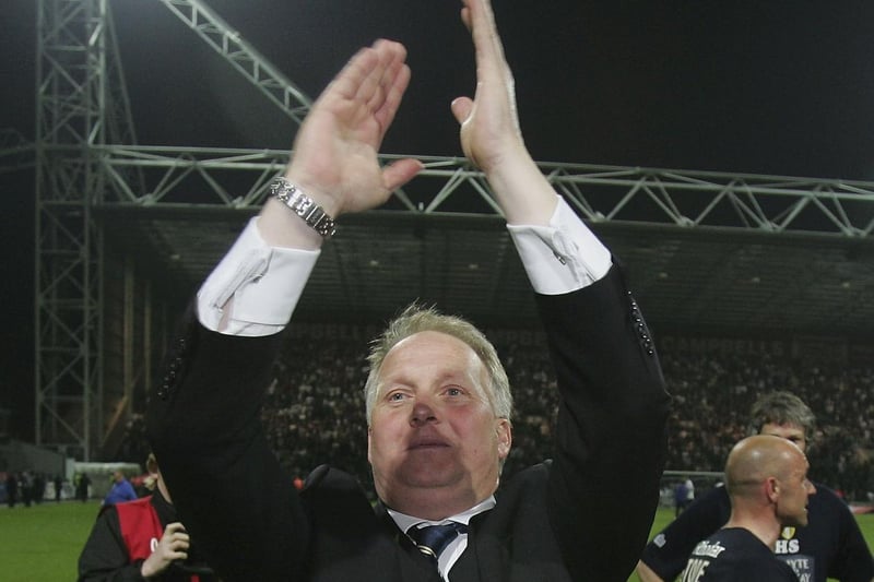 Leeds United manager Kevin Blackwell applauds the travelling faithful at full-time.