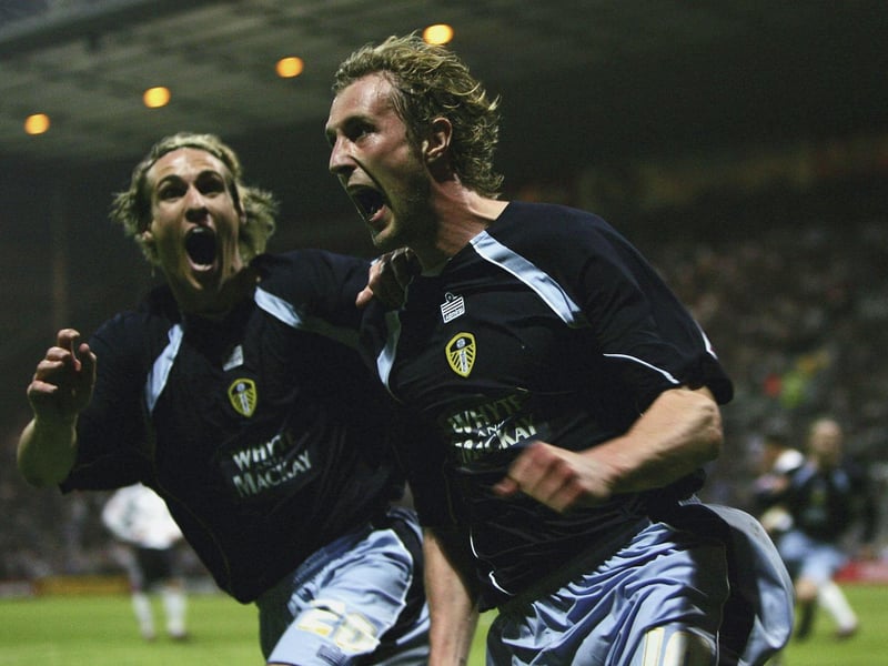 Striker Rob Hulse celebrates scoring the opening goal with Matthew Kilgallon.