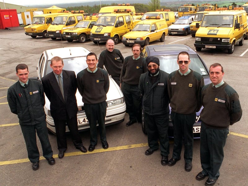 These eight intrepid AA. men based at the Morley depot were preparing tom undertake a six day 4,000 mile drive across Europe for the Motor and Allied Trades Benevolent Fund.