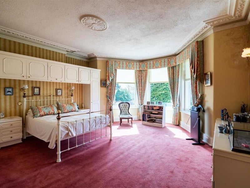 On this floor are two bedrooms and a bathroom.The back bedroom overlooks the impressive grounds through the largebay window, and also has feature ceiling coving and fitted wardrobes.