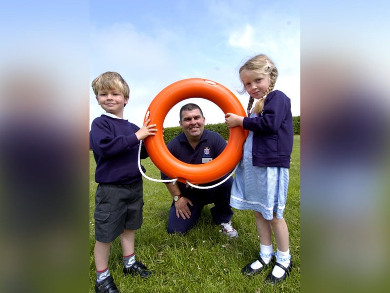 Pupils from Seton School with water-safety advisor Paul Waugh.