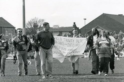 Wakefield Trinity supporters' merger protest 1995.