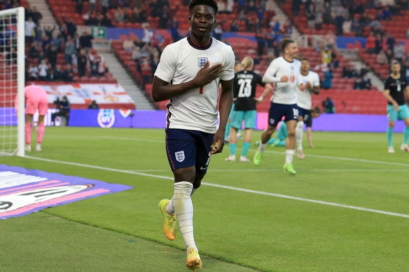The Gunners have just four players representing their countries at the Euros in Bukayo Saka (England), pictured, Kieran Tierney (Scotland), Bernd Leno (Germany) and Granit Xhaka (Switzerland) and the latter could be off to Roma.