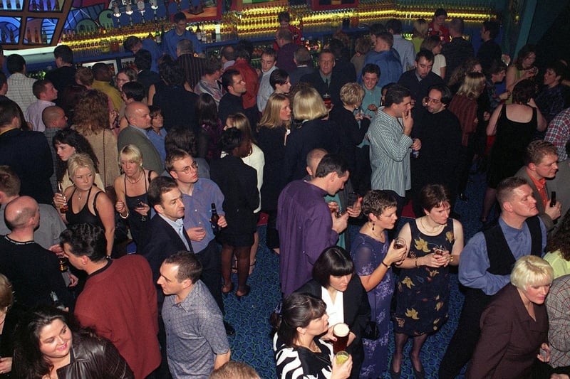 A packed bar at the opening of Club Barcelona in November 1997.
