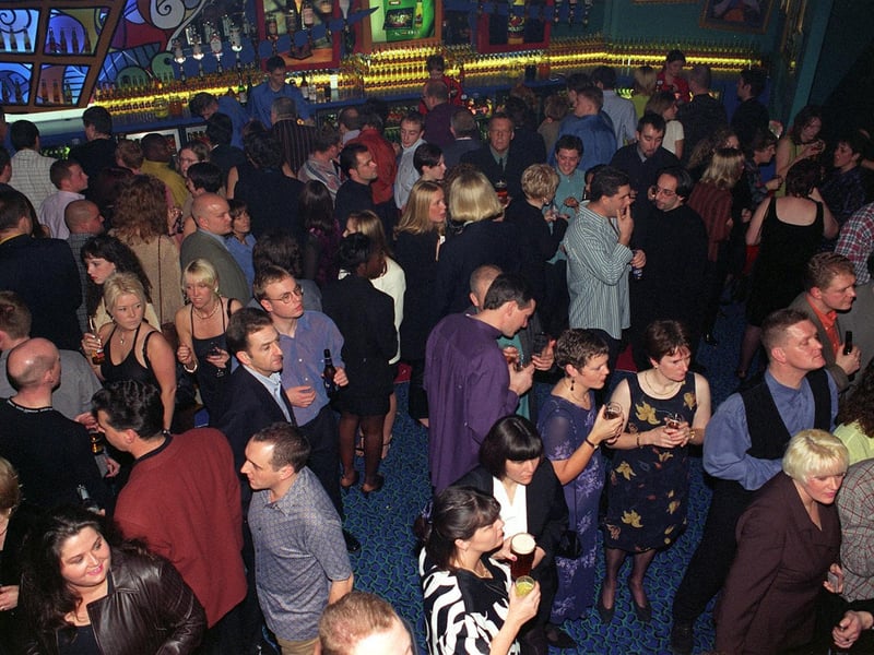 A packed bar at the opening of Club Barcelona in November 1997.