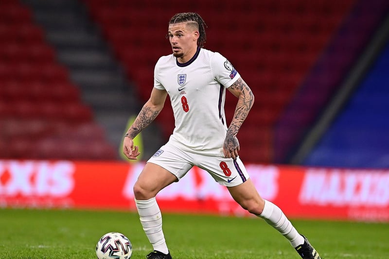 Kalvin Phillips, pictured, is with England and joined by Gjanni Alioski (North Macedonia), Liam Cooper (Scotland), Mateusz Klich (Poland), Robin Koch (Germany), Tyler Roberts (Wales) and Diego Llorente (Spain). Possibly Rodrigo with Spain too.
