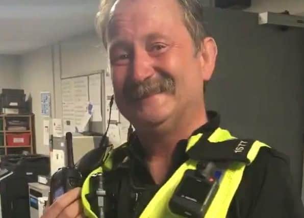 Long-sersing South Yorkshire officer Pc Revitt signed off duty for the last time this week, and shared a clip of the emotional moment on Twitter