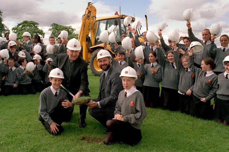Bishop of Leeds, Right Reverend David Konstant and Leeds North East MP Fabian Hamilton joined pupils at Cardinal Heenan High to celebrate the start of work to rebuild the school by digging the first turf.