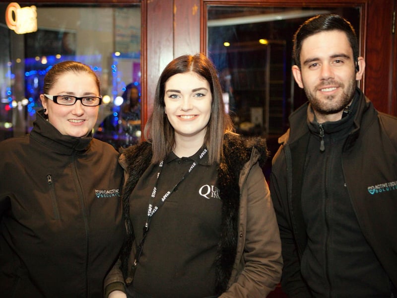 Lauren, Coleen & Ste on the doors at Quids Inn