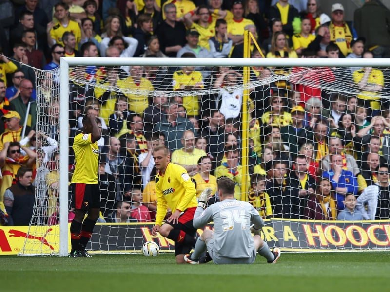 Substitute goalkeeper Jack Bonham is left dejected on the ground Dominic Poleon's opening goal.