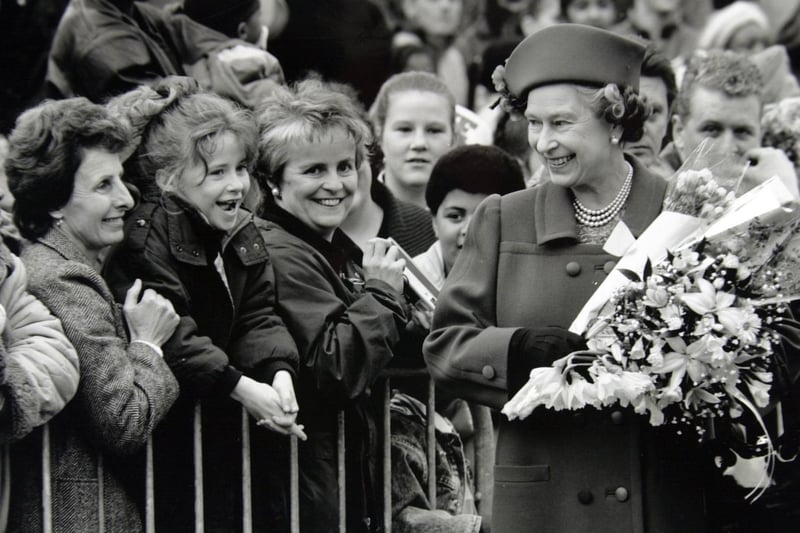 The Queen pictured on a visit to Leeds in February 1990.