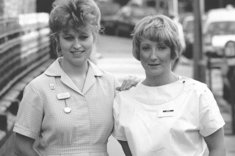 Nurses in Leeds were offered a new uniform in 1990. The old one is on the left.