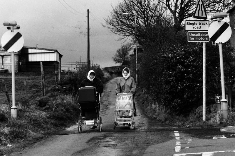 Haw Lane in Yeadon was barely wide enough to take a car in August 1990 yet two signs were put telling motorists they could travel at 50mph.