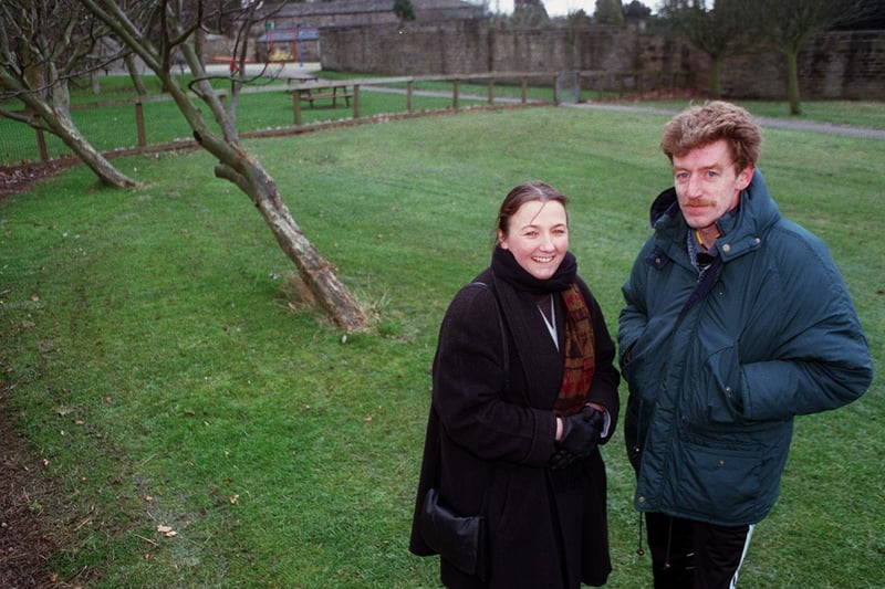 Horsforth Integrated Play Project (HIPPO) had plans for a new integrated playground in Horsforth Hall Park. Pictured are project members Gabby Turner and Andy McMahon in February 1999.