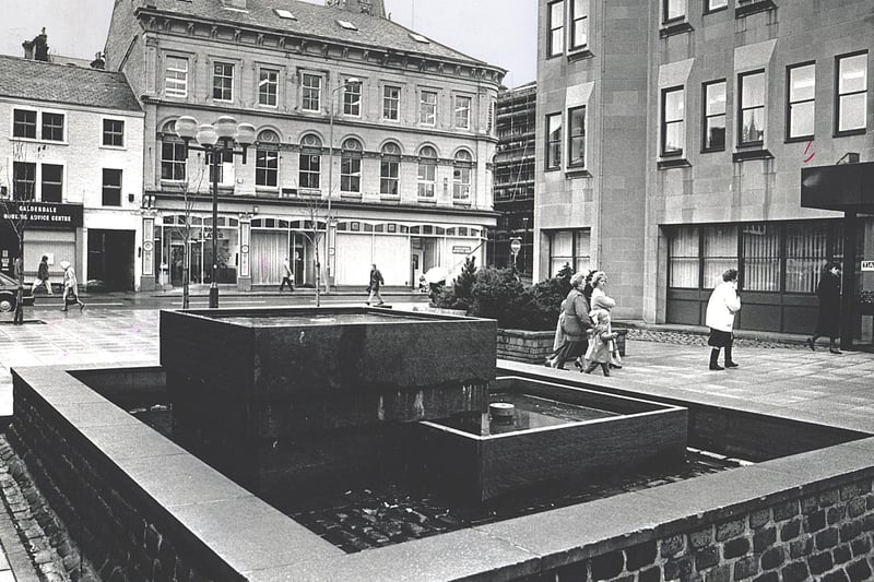 Northgate house fountain pictured in 1990 when it still had water in it.