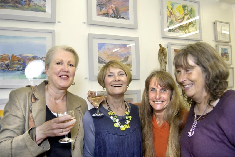 Katherine McDermid, Heather Ayckbourn, Shirley Sheppard and Elizabeth Neylan at the opening of the new exhibition at Blands Cliff Gallery on Sunday.