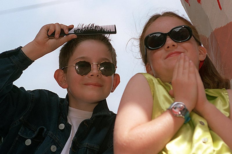 The theme on St Mary's RC Primary float in Horsforth Gala's carnival parade in June 1999 was the hit musical 'Grease'. Pictured are Gregory Davis and Sinead Quirke.