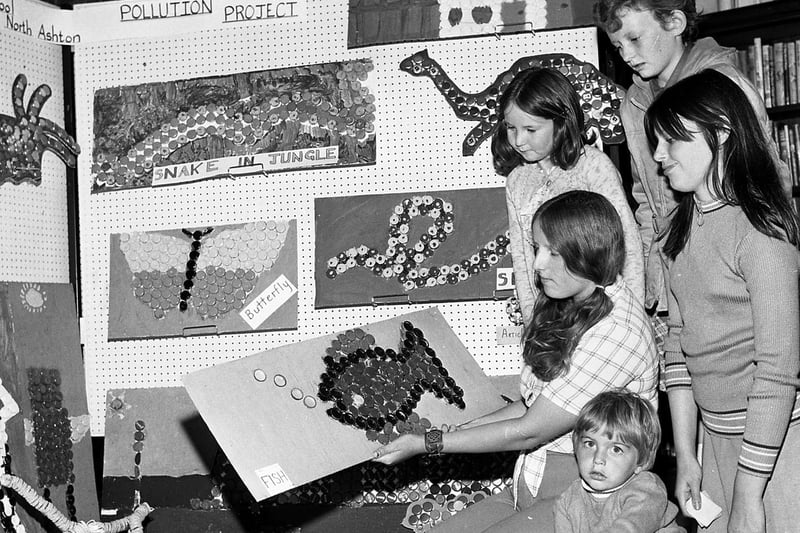 Schoolchildren in Ashton highlight the effects of pollution in their environment in 1976