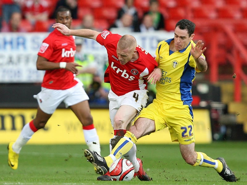 Charlton Athletic's Nicky Bailey is stopped in his tracks by Andy Hughes during the League One clash at The Valley on May 2010.