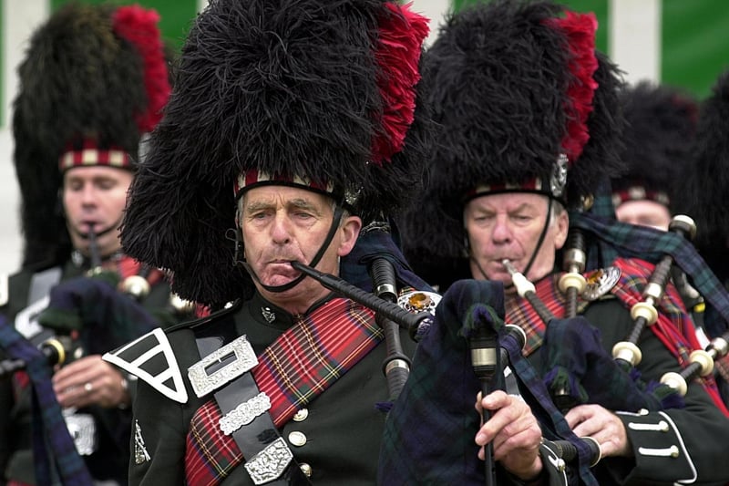 The City of Leeds Pipe Band entertaining the crowds at Horsforth Gala in June 2003.