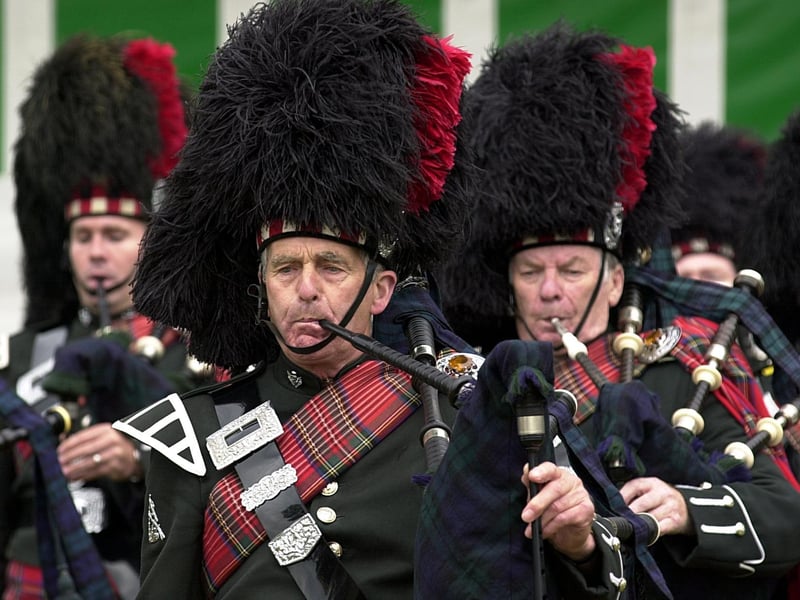 The City of Leeds Pipe Band entertaining the crowds at Horsforth Gala in June 2003.