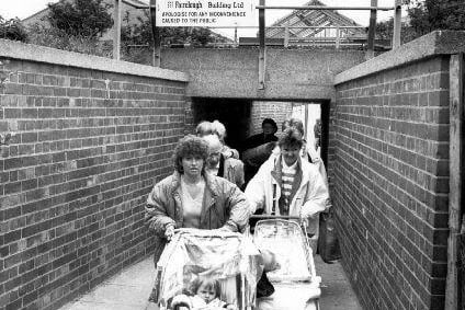 This press photograph accompanied an article about the temporary closure of this Castleford underpass in 1991