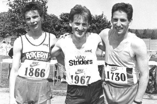 Three Pontefract half marathon runners