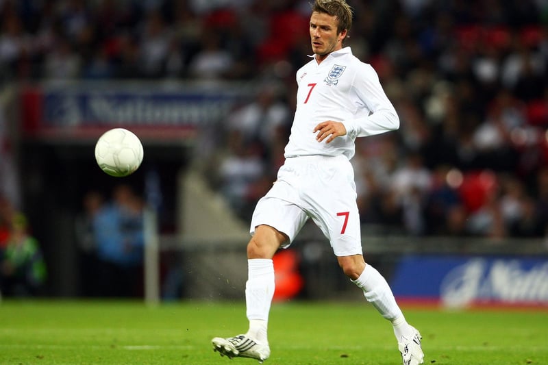 Mr "Golden Balls" himself comes in at number six. You won't see many in an England shirt with the ability to execute a cross, pass or set-piece quite like Becks. The ex-England skipper, who scored a decisive free kick against Greece in 2001, played 115 times for his country.