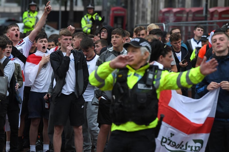 England fans in Preston city centre during the England v Scotland match