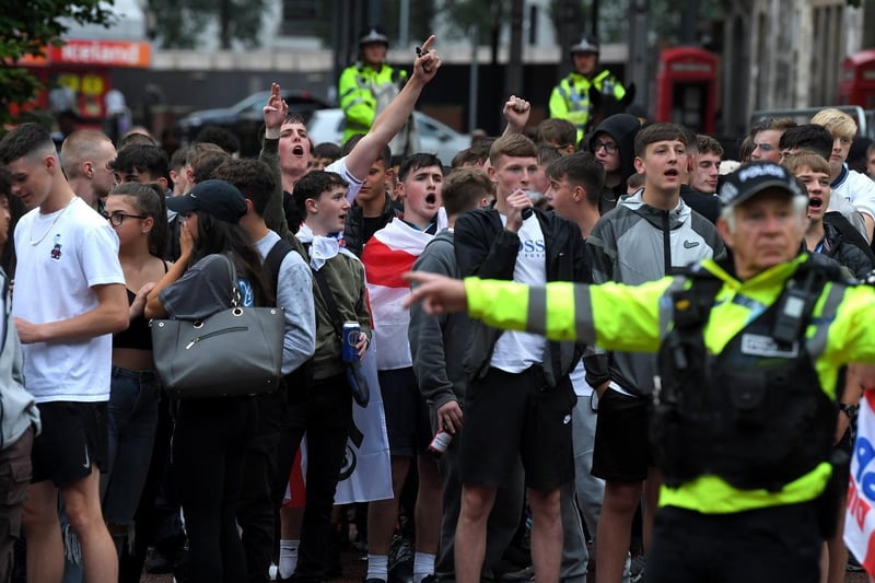 England fans in Preston city centre during the England v Scotland match