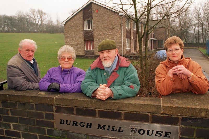 Dewsbury Moor residents were campaigning for use to be made of Burgh Mill House in March 1996. Pictured, from left, are Cyril Smith, Shirley Barrett, Harold Wood, and Mavis Shaw.