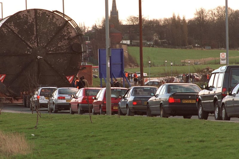 This wide load became stuck outside Dewsbury R.L. ground caused delays to the start of match against Widnes in February 1996.