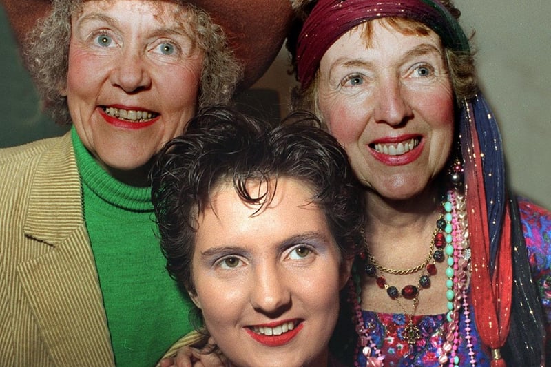 Ebenezer Methodist Church Drama Group was preparing to stage 'I'll Get My Man' at Hanging Heaton in February 1996. Pictured, from left, is Margaret Brook, Victoria Littlewood and Maureen Harrison.