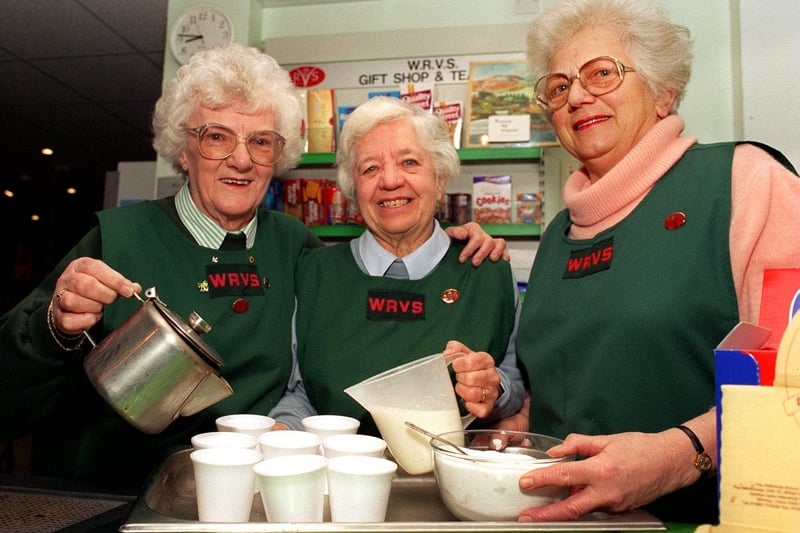 Three of the WRVS tea ladies at Dewsbury District Hospital who raised more than £90,000. Pictured, from left, is Peggy Wills, Mildred Woodward and Betty Ledgard.