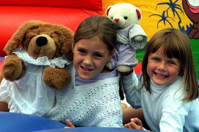Holiday time for teddies too having being brought along by Fay Lindley (left) and sister Rachel to the Dewsbury Gala in August 1996.