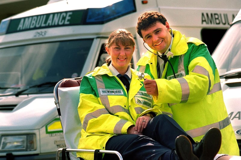 September 1996 and pictured are Dewsbury District Hospital A&E department paramedics Steven Wilson and Julie Cornes who were due to tie the knot.