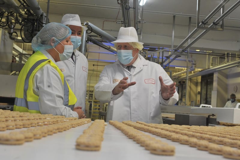 The pair saw how some of the factory's most popular biscuits are made. Photo by Mike Simmonds