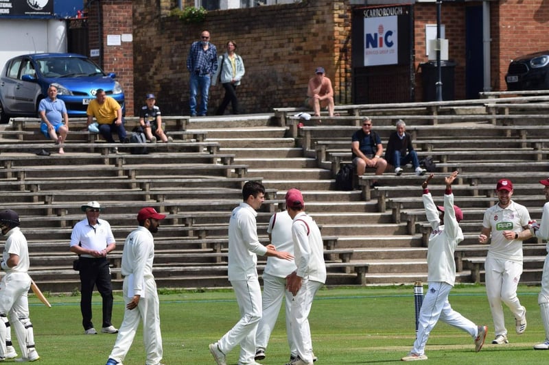 Spectators look on as a Scarborough wicket falls

PHOTOS BY SIMON DOBSON
