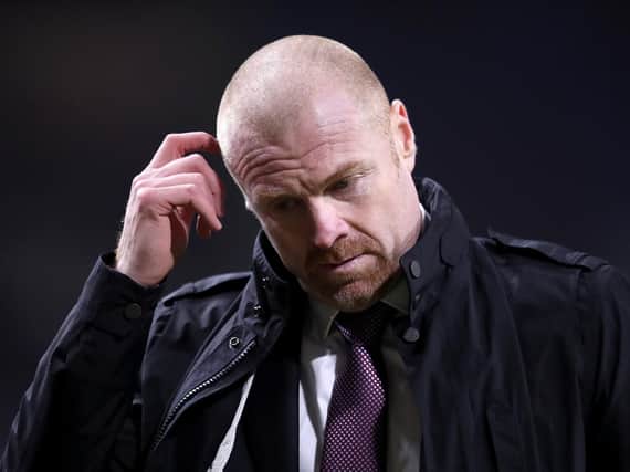 Sean Dyche, Manager of Burnley reacts after the Premier League match between Burnley and Leicester City at Turf Moor on March 03, 2021 in Burnley, England.