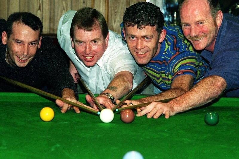 Harehills Working Mens Club B snooker team in January 1999. Pictured, left to right, are Paul Bell, Alan Harding, Steven Parlour and Paddy Fitzgerald.
