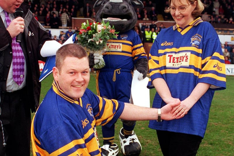 Love was in the air for this Harehills couple at the Valentine's Day clash between Leeds Rhinos and Wigan Warriors in February 1999. Richard Wooler proposed to Wendy Collier.