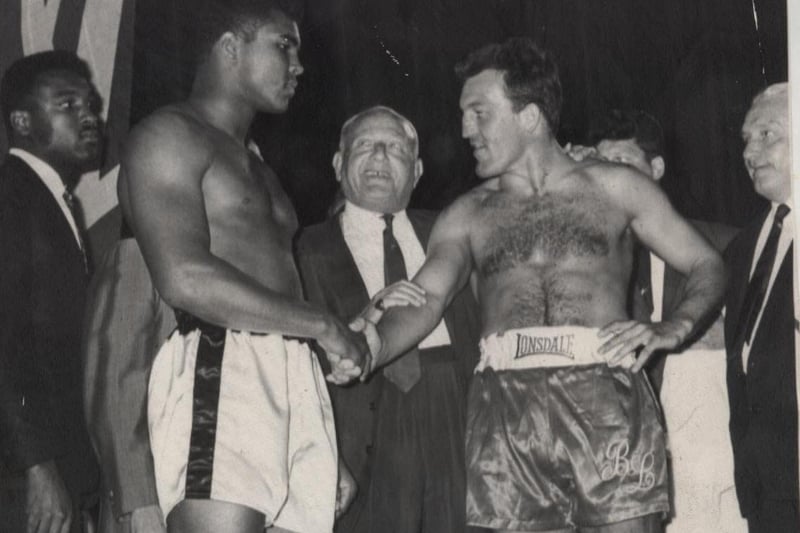 Brian face to face with Cassius Clay (later Muhammad Ali) in 1966 at the Odeon Leicester Square in London