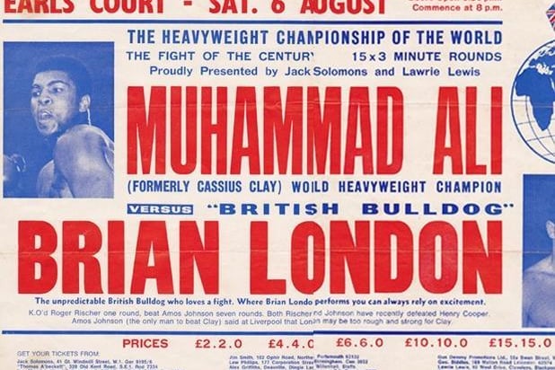 A poster from his fight with Muhammad Ali