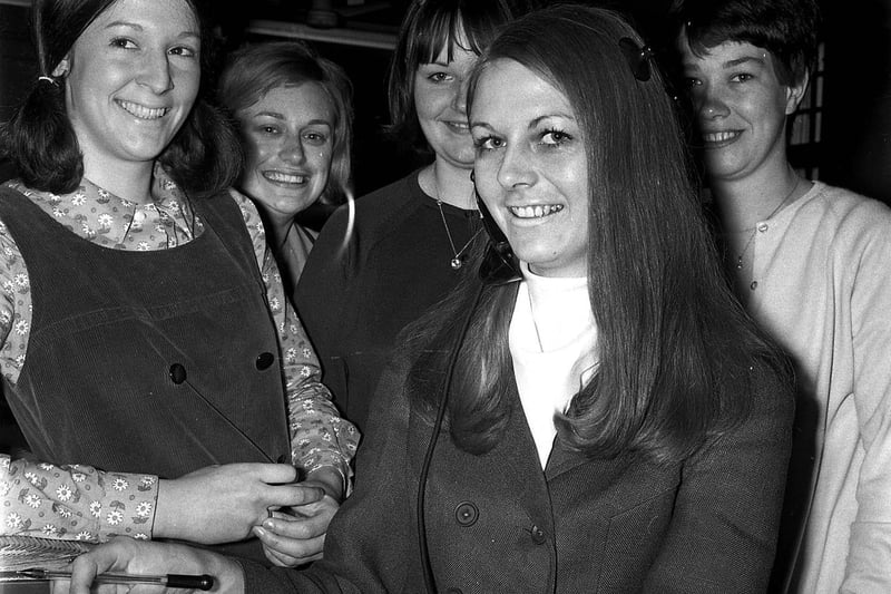 RETRO 1969 - Wigan GPO telephone exchange operator Mrs Banks winner of Miss GPO title in 1969.