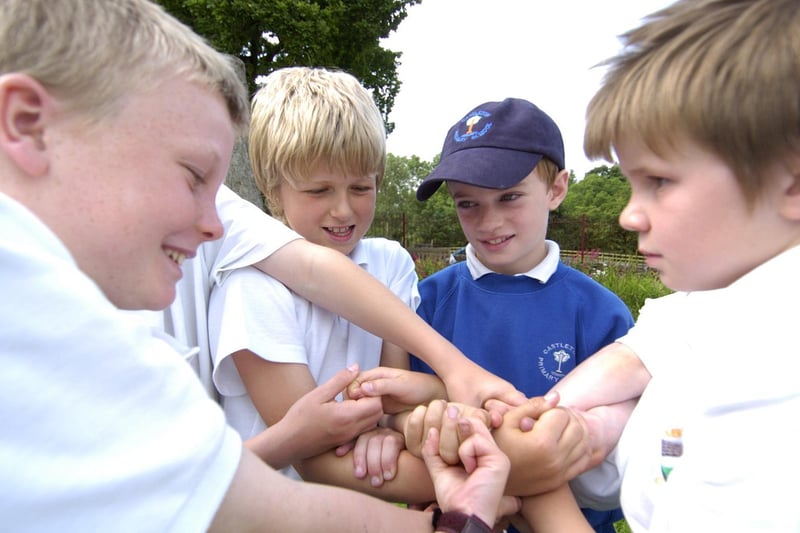 At an orienteering event pupils from the valley cluster work their way out of a human knot.