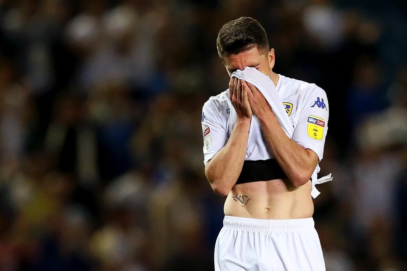 Pablo Hernandez reacts following defeat in the Championship play-off semi-final second leg clash against Derby County at Elland Road in May 2019.