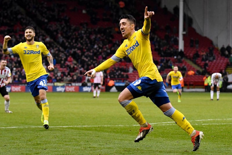 Pablo Hernandez celebrates after scoring what proved to the winning goal against Sheffield United at Bramall Lane in December 2018.