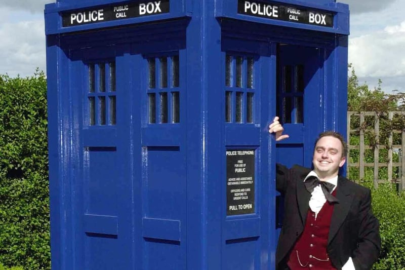 Doctor Who fan Chris Hoyle from Oakwood who built his own Tardis in his garden.