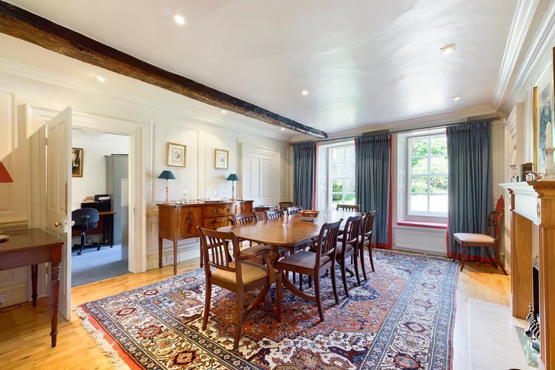 An elegant dining room with plenty of space for a large table and chairs