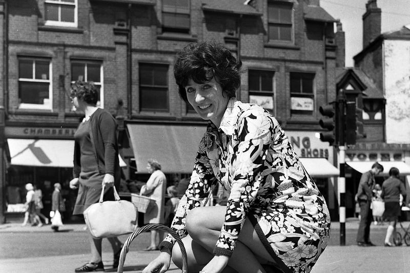 A fashion shoot in Wigan town centre in June 1970